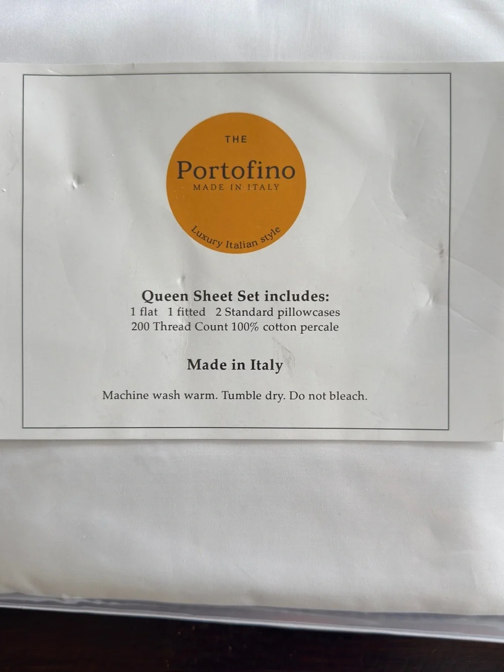 Portifino Italy Hemstitch 100% Cotton Percale Luxury Queen Sheet Set New